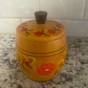 Folk Art Antique Russian hand carved & hand painted jar